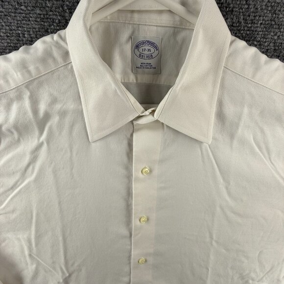 Brooks Brothers Non-Iron White 17 35 Cotton Regular Mens Button Up Shirt Adult - Picture 1 of 16